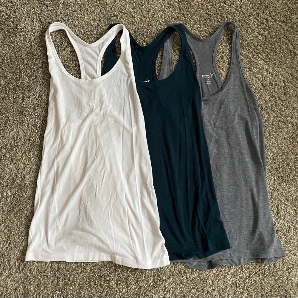 Racerback Tank Top Set - White, Green, Gray (Old Navy)